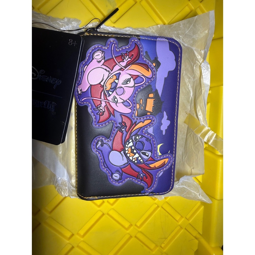 Loungefly Disney Stitch Angel Vampire Halloween Small Zip Around Wallet Purple